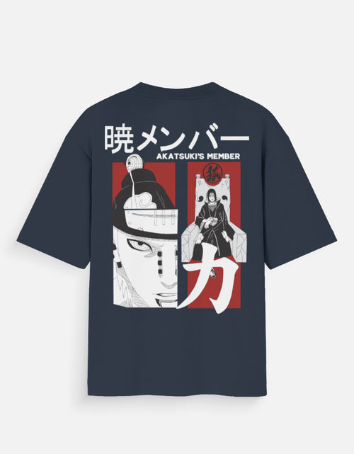 Navy Blue t-shirt with anime-themed design on a white background